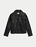 Leather Collared Biker Jacket