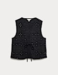 Pure Cotton Embellished Quilted Gilet