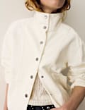 Denim Cross Stitch Casual Utility Jacket