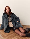 Borg Textured Funnel Neck Coat