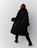 Faux Fur Trim Longline Coat