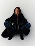 Faux Fur Trim Longline Coat