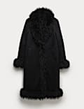 Faux Fur Trim Longline Coat