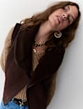 Faux Shearling High Neck Gilet