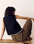 Pure Cotton Embroidered Quilted Gilet