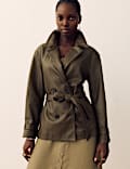 Leather Belted Trench Jacket
