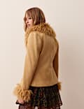 Faux Fur Collar Suedette Jacket