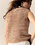 Cotton Blend Ribbed Textured Knitted Vest