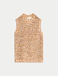 Cotton Blend Ribbed Textured Knitted Vest