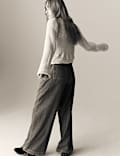 Cotton Rich Pointelle V-Neck Tie Front Relaxed Cardigan