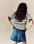Cotton Blend Striped Knitted Top