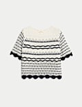 Top en maille de coton mélangé à rayures
