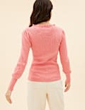 Pointelle Frill Detail Jumper with Wool