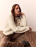 Cornelli Sleeve Textured Bomber Cardigan