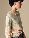 Jumper Fair Isle dengan Wol Merino