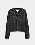Lurex Jacquard V-Neck Cardigan with Wool