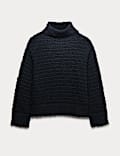 Bouclé Roll Neck Jumper With Wool