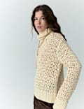 Boucl&eacute; Roll Neck Jumper With Wool