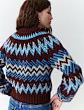 Fair Isle Knitted Bomber Cardigan