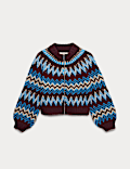 Fair Isle Knitted Bomber Cardigan