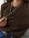 Crochet Style Trim Knitted Cardigan