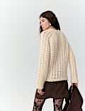 Chunky Pointelle Crew Neck Jumper with Wool