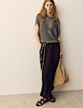 Cotton Blend Open Knit Slouchy Jumper