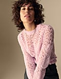 Pointelle Ruffle Fitted Jumper with Alpaca