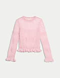 Pointelle Ruffle Fitted Jumper with Alpaca
