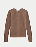 Trui van katoenmix met henley-hals
