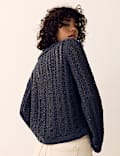 Cotton Rich Textured Collared Cardigan