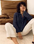 Cotton Rich Textured Collared Cardigan