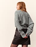 Balloon Sleeve Roll Neck Jumper with Wool
