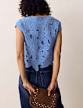 Floral Open Knit Crop Top