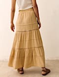 Lace Detail Pintuck Maxi Tiered Skirt