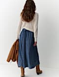 Lyocell Blend Denim Midi Skirt