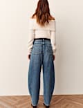 High Waisted Curved Seam Barrel Leg Jeans