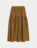 Pure Cotton Midaxi Tiered Skirt