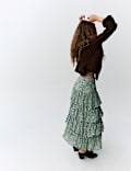 Printed Tiered Ruffle Maxi Skirt