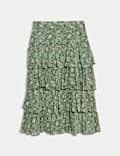 Printed Tiered Ruffle Maxi Skirt