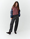 Pantalon coupe barrel 100 % coton côtelé