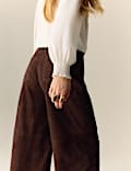 Suede Wide Leg Cropped Trousers