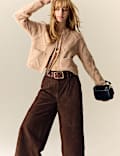 Suede Wide Leg Cropped Trousers