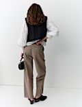 Cotton Pleat Front Barrel Leg Trousers