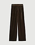 Velvet Elasticated Waist Wide Leg Trousers