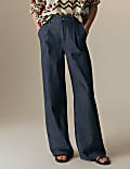 Pure Cotton High Waisted Wide Leg Jeans