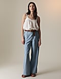 Jean taille haute coupe large 100&nbsp;% coton