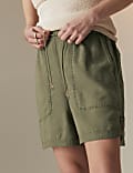 Linen Blend High Waisted Shorts