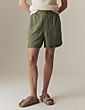 Linen Blend High Waisted Shorts