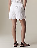 Pure Cotton Embroidered High Waisted Shorts